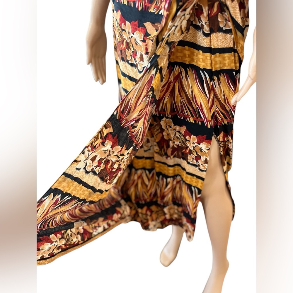 Maximalist ethnic Jessica Howard tropical beachy Print vintage Sarong Dress-10 - Picture 4 of 9